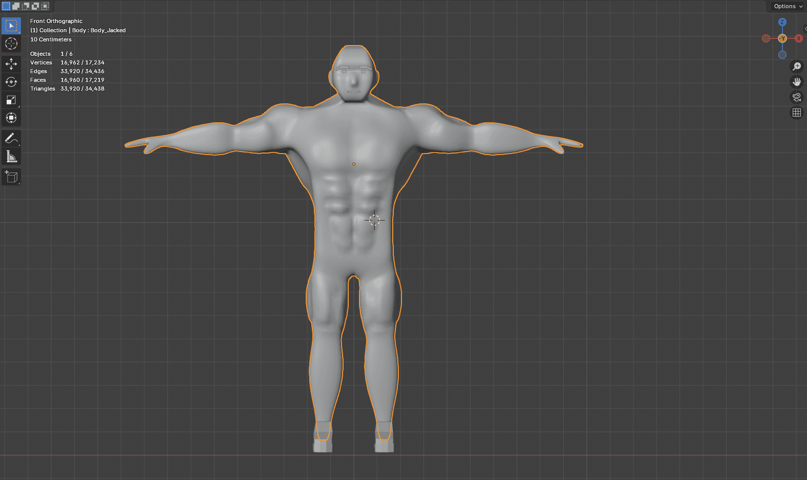 Sculpting result — front view