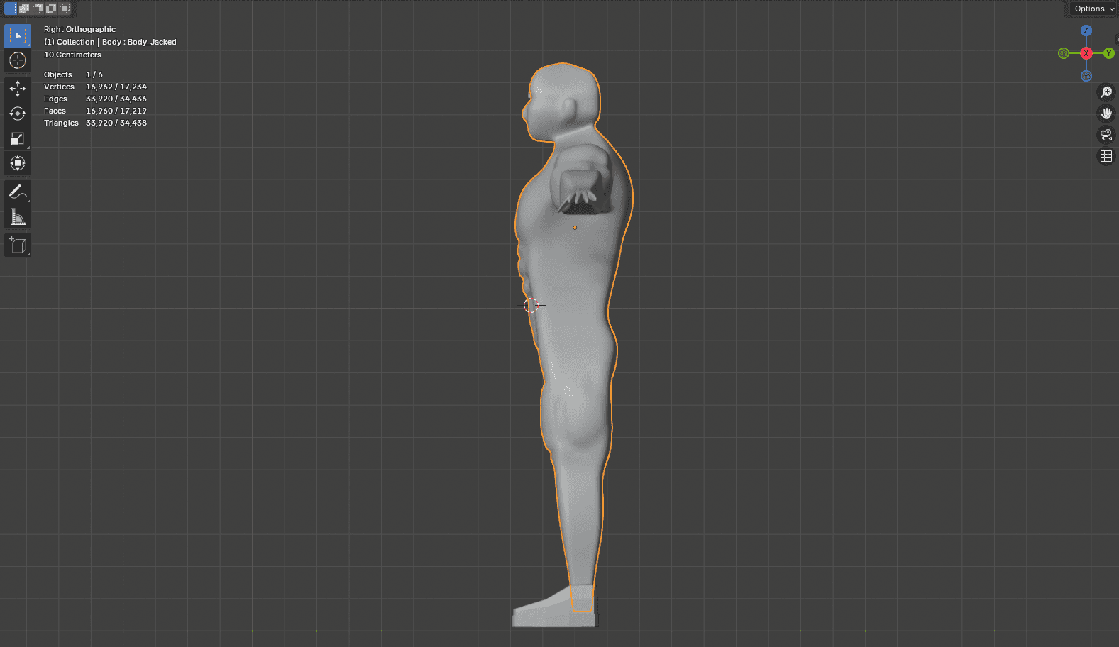 Sculpting result — side view