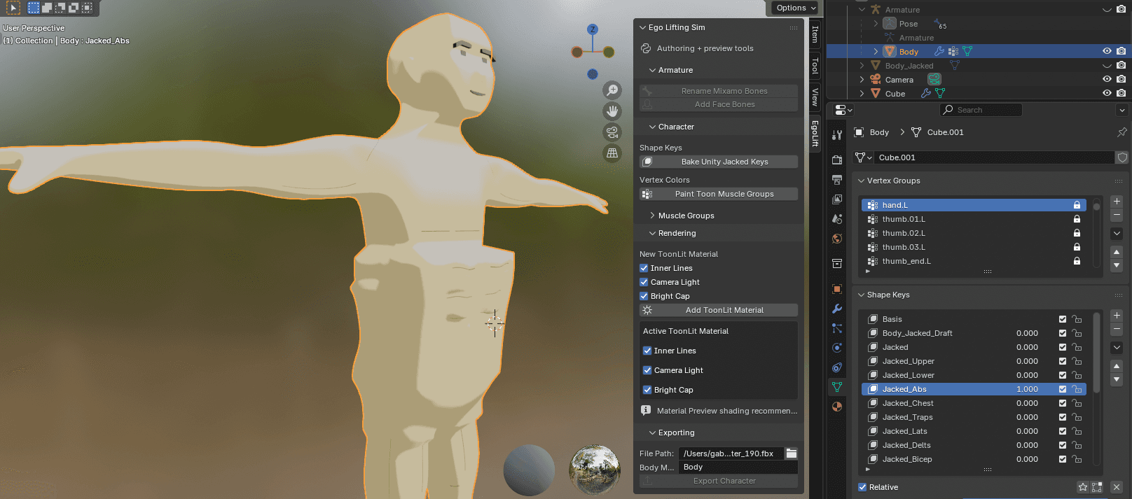 Per-muscle shape key deform